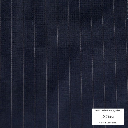 D768/3 Vercelli VII - 95% Wool - Xanh đen sọc